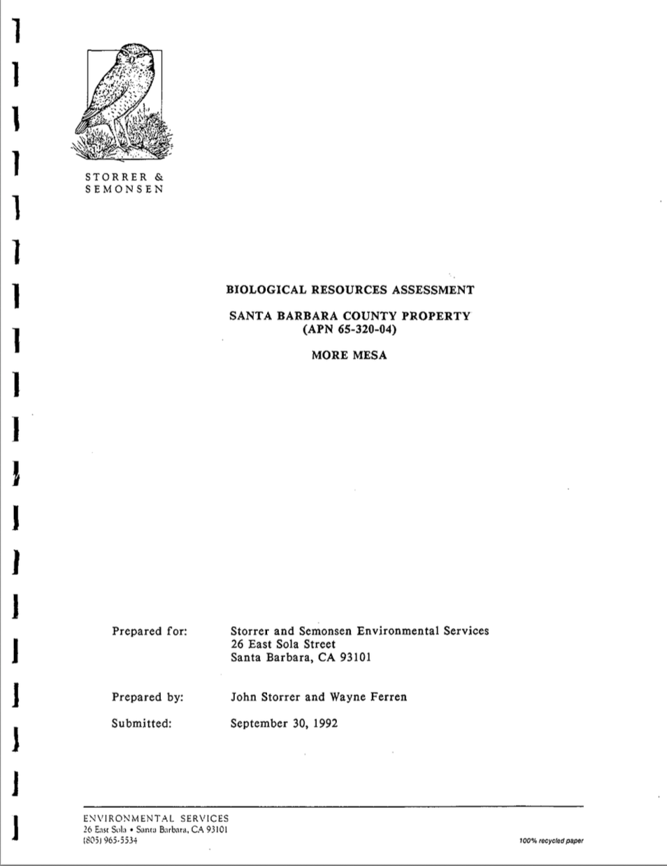 Biological Resource Assessment 1992