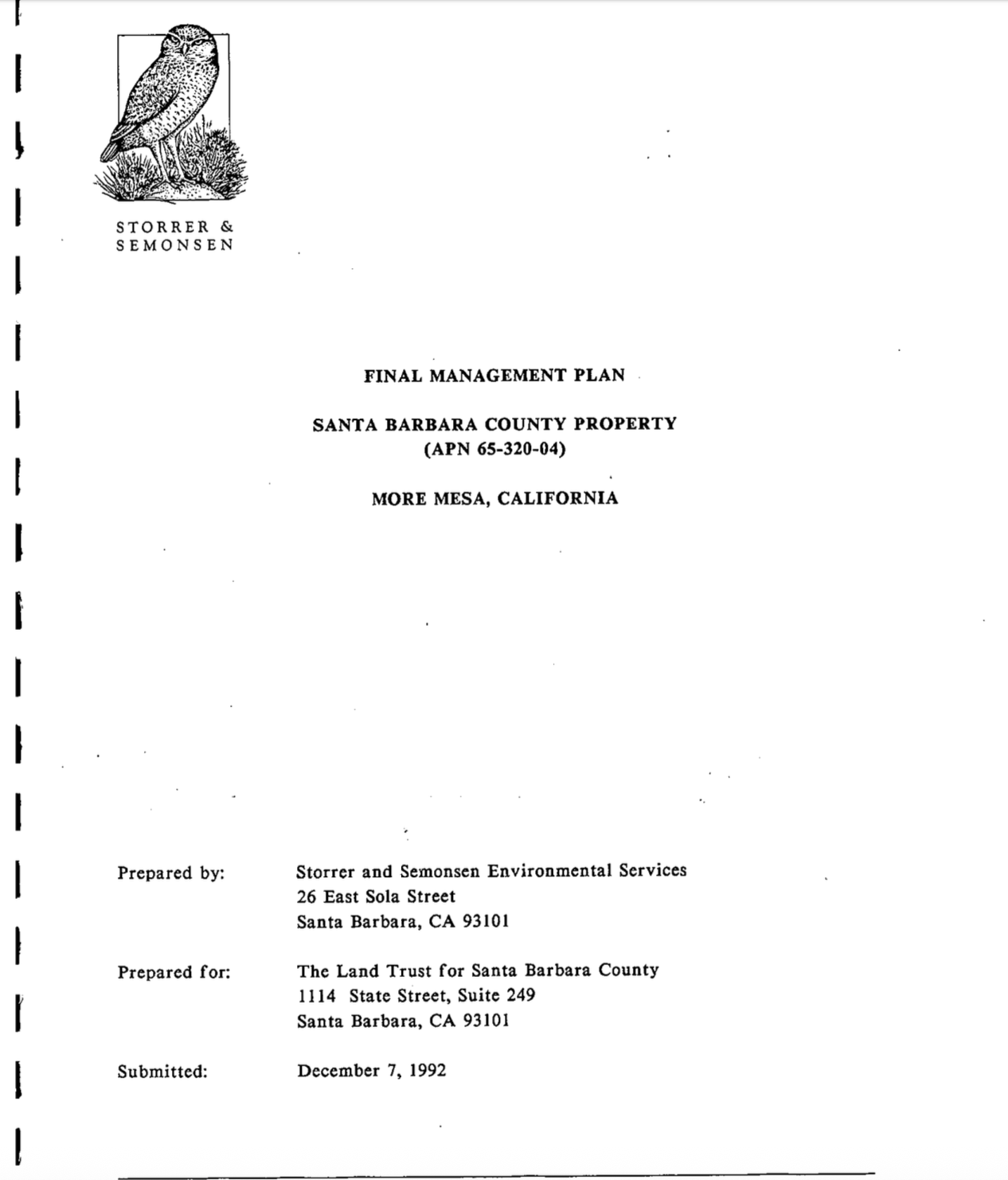 Final Management Plan 1992