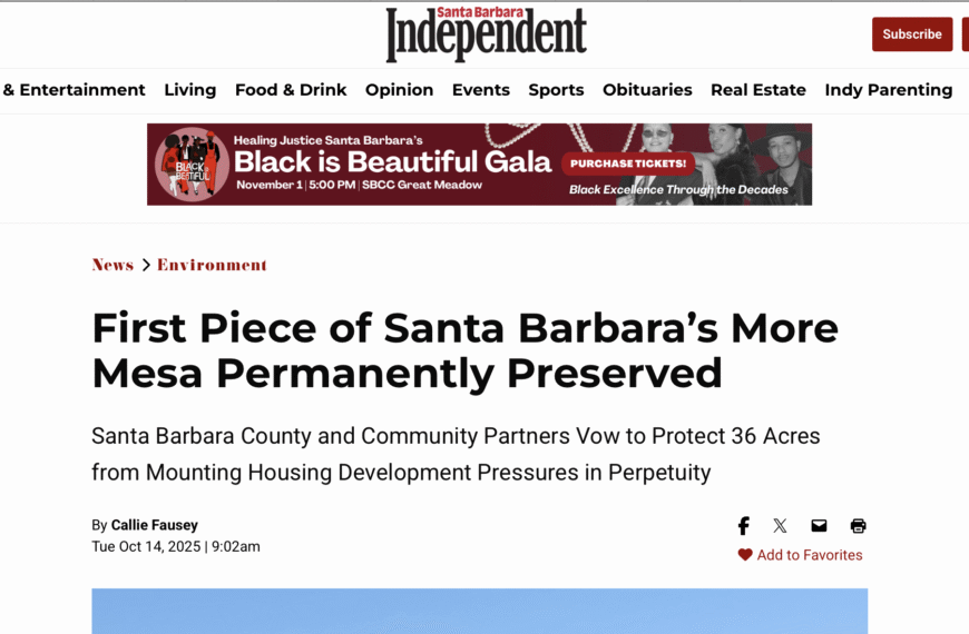 Santa Barbara Independent Highlights More Mesa Preservation Milestone